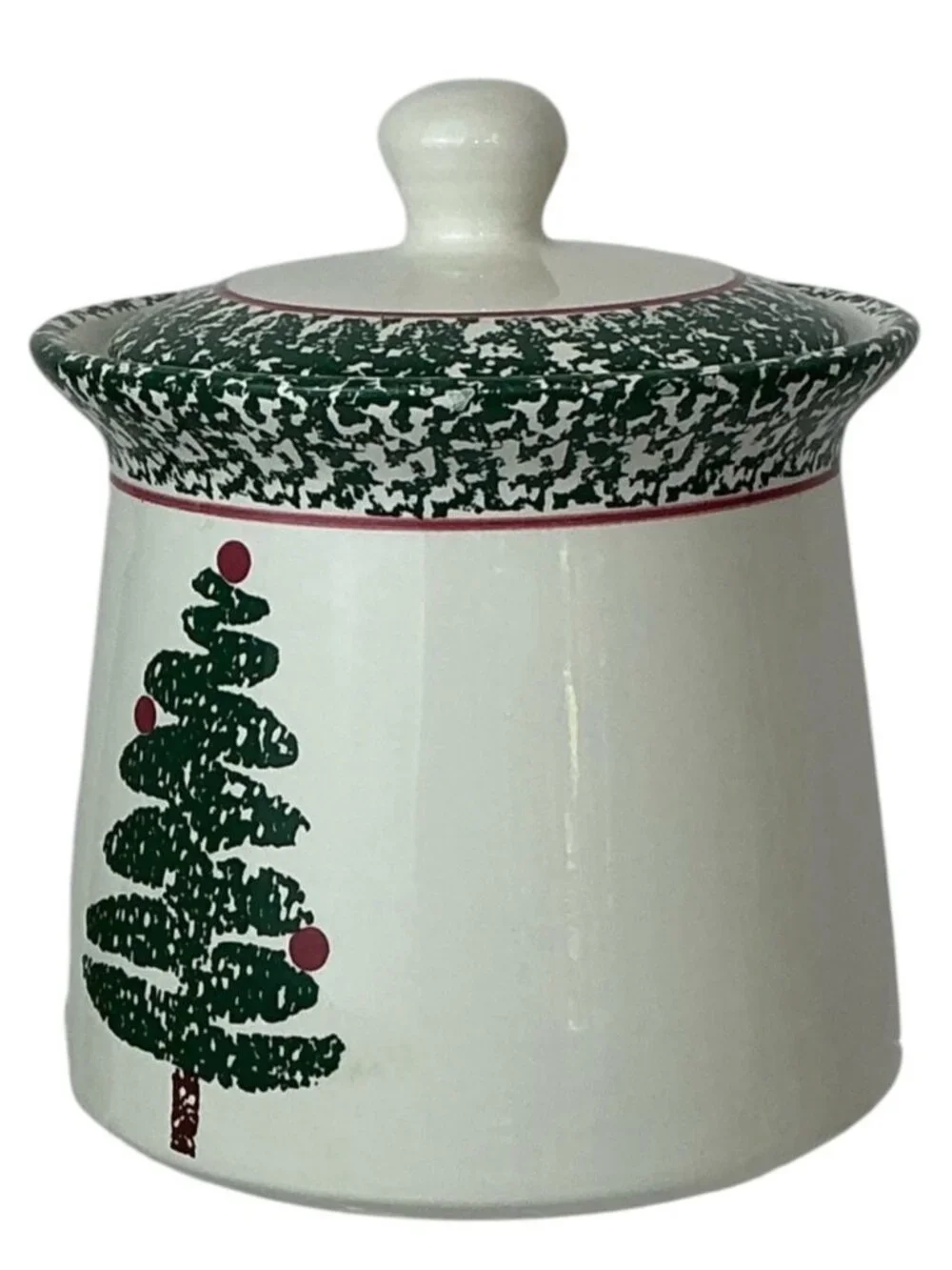 Vintage Christmas Tree Cookie Jar Canister by Bizzirri Made in Italy Green Red